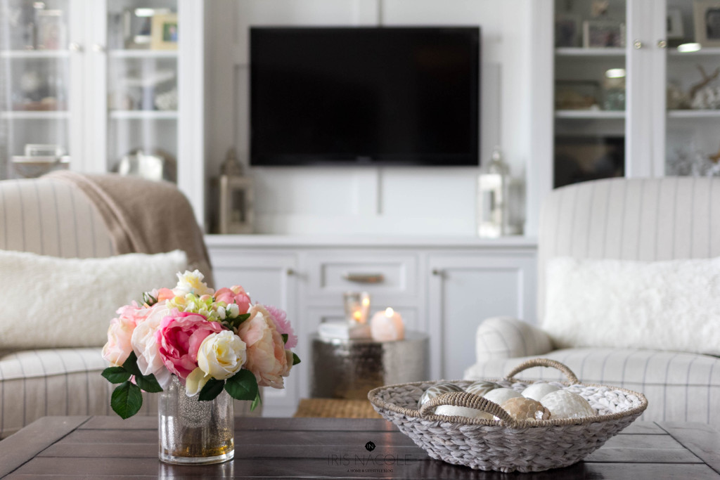 Living Room-Decor-Coffee Table-Pottery Barn-Lamps Plus Florals-Builtins-IrisNacole.com