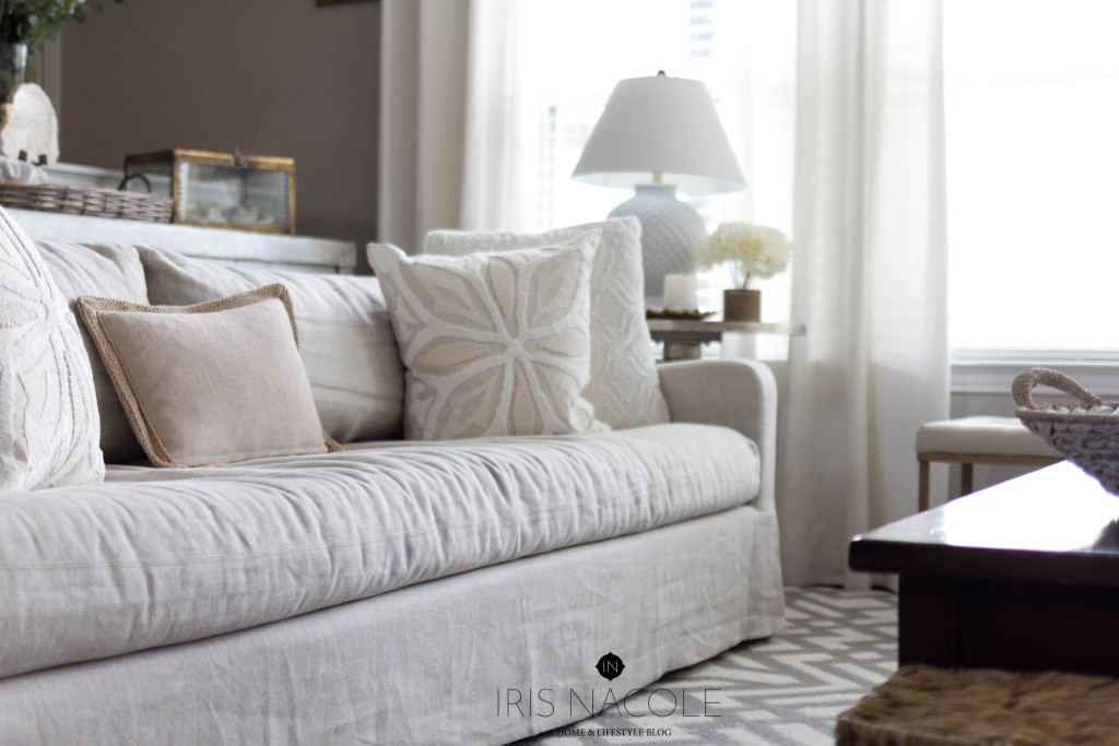 Restoration-Hardware-Slipcover Couch-IrisNacole.com-New Year, New Room Challenge