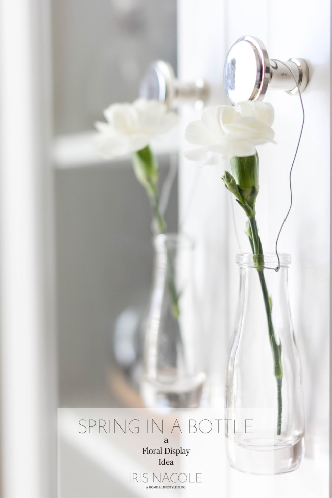 Spring-in-a-Bottle-A-Floral Display Idea, Bottled Flowers, Flowers in a bottle, Hanging floral arrangement