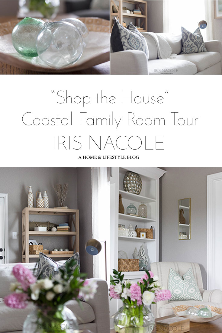 Coastal Themed Family Room Makeover-Shop the House-IrisNacole.com