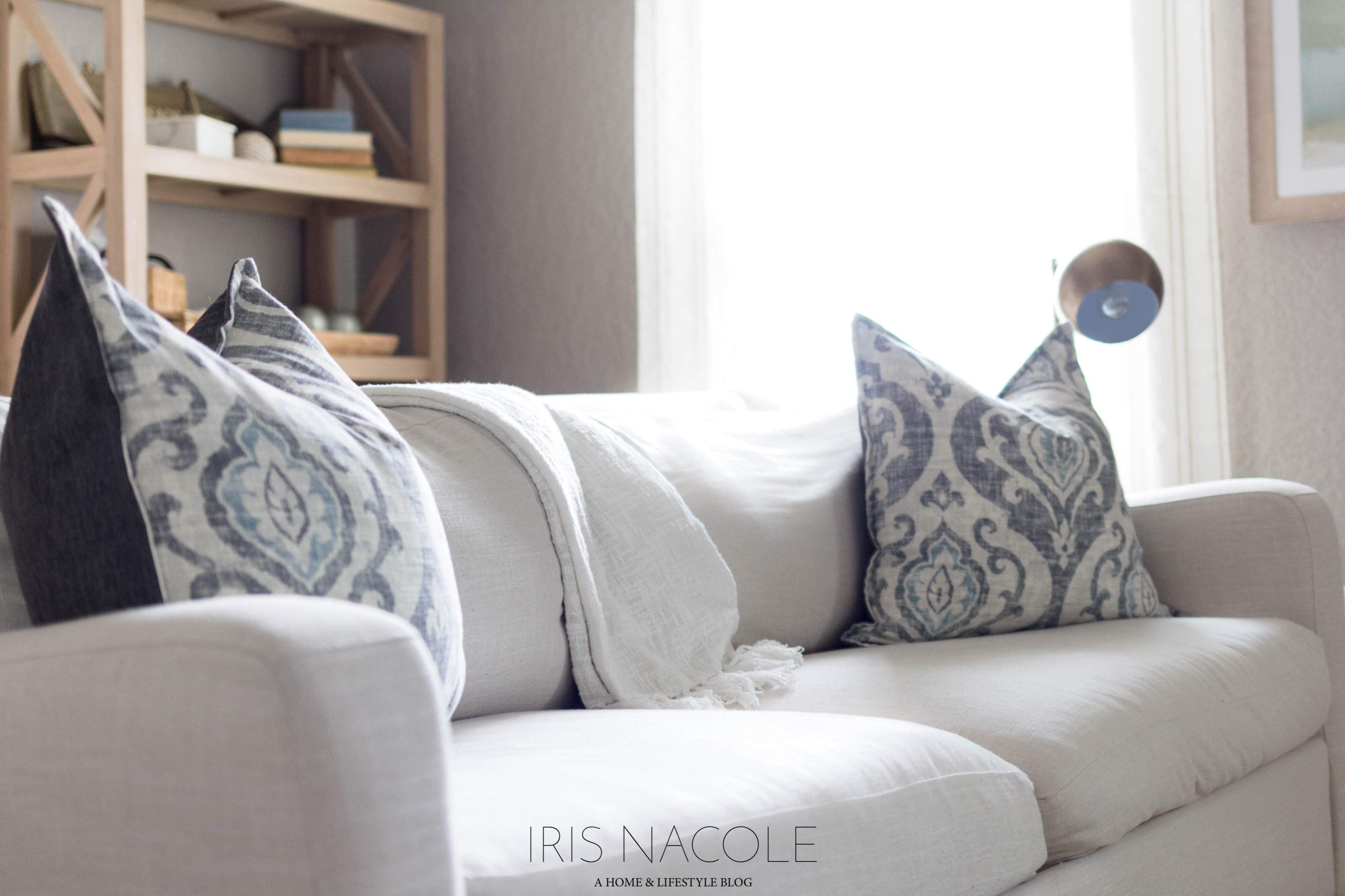 Coastal Themed Family Room Makeover-Shop the House-IrisNacole.com