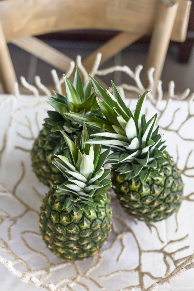 Real Pineapples as tablescape decor