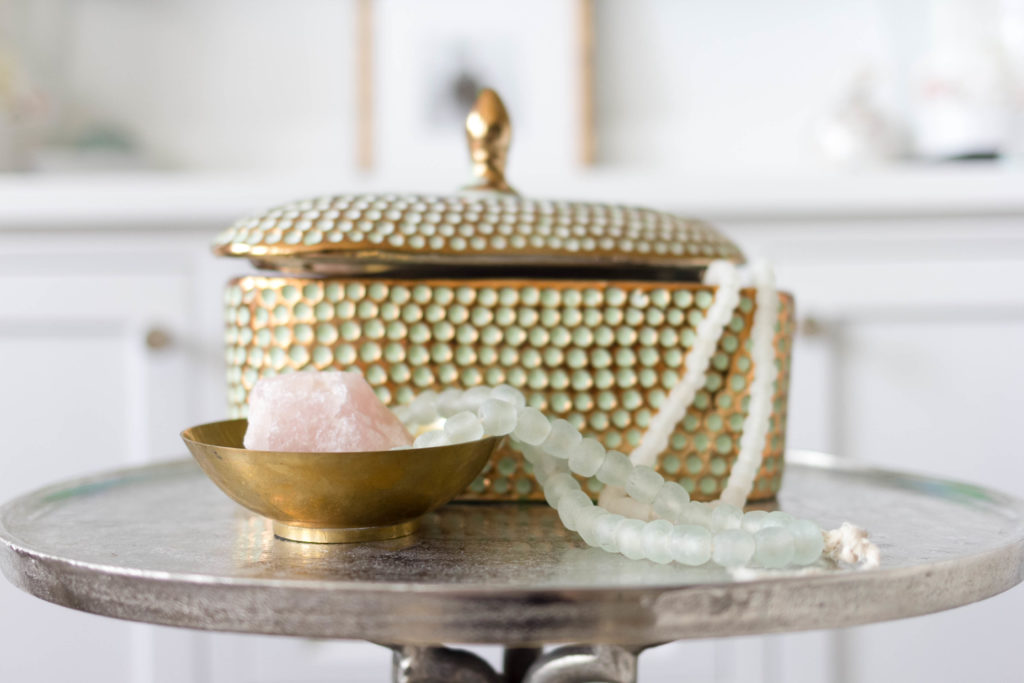 Thrifted Brass Bowl Styled on Side Table