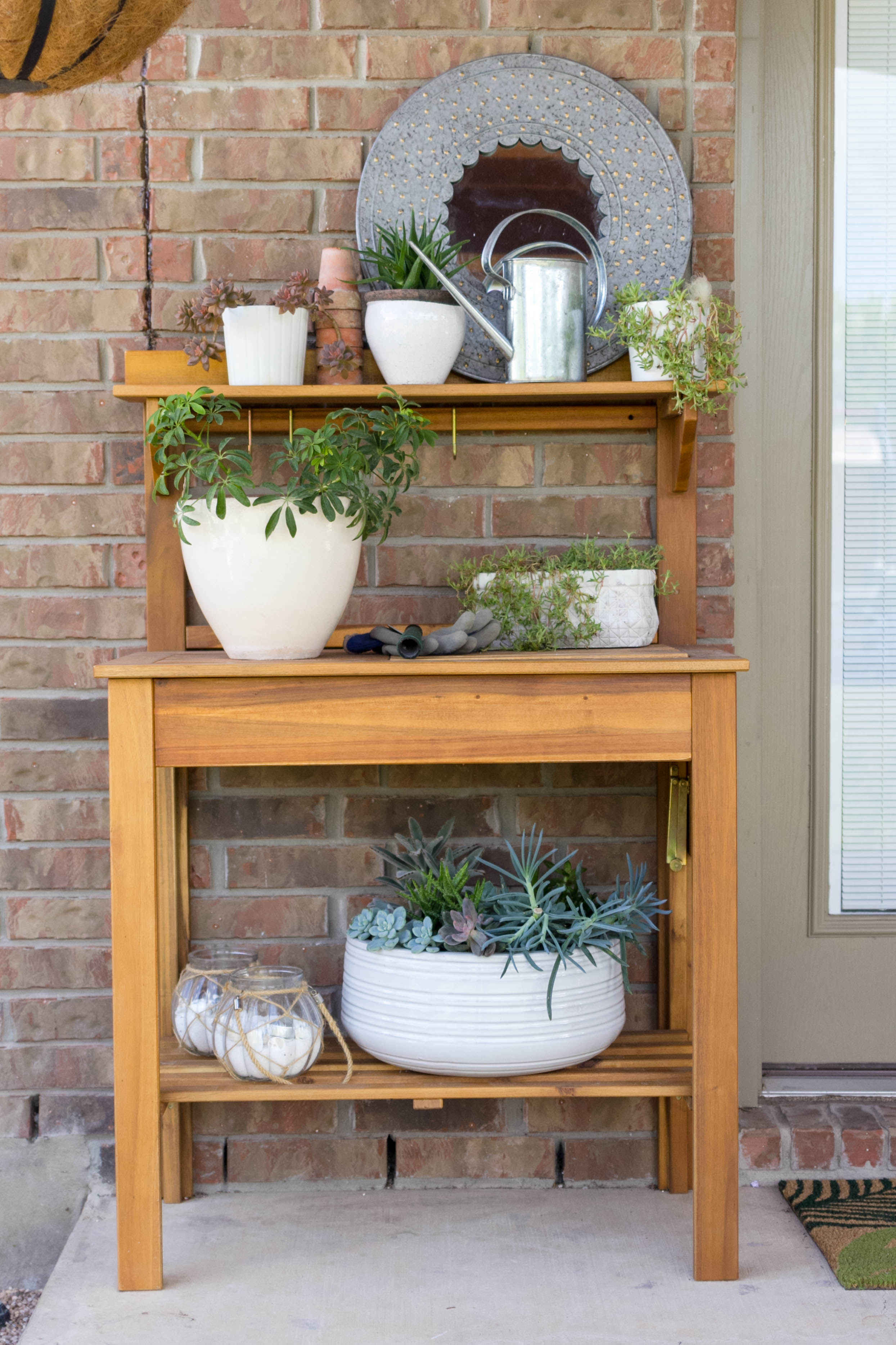 World Market Potting Bench on Patio