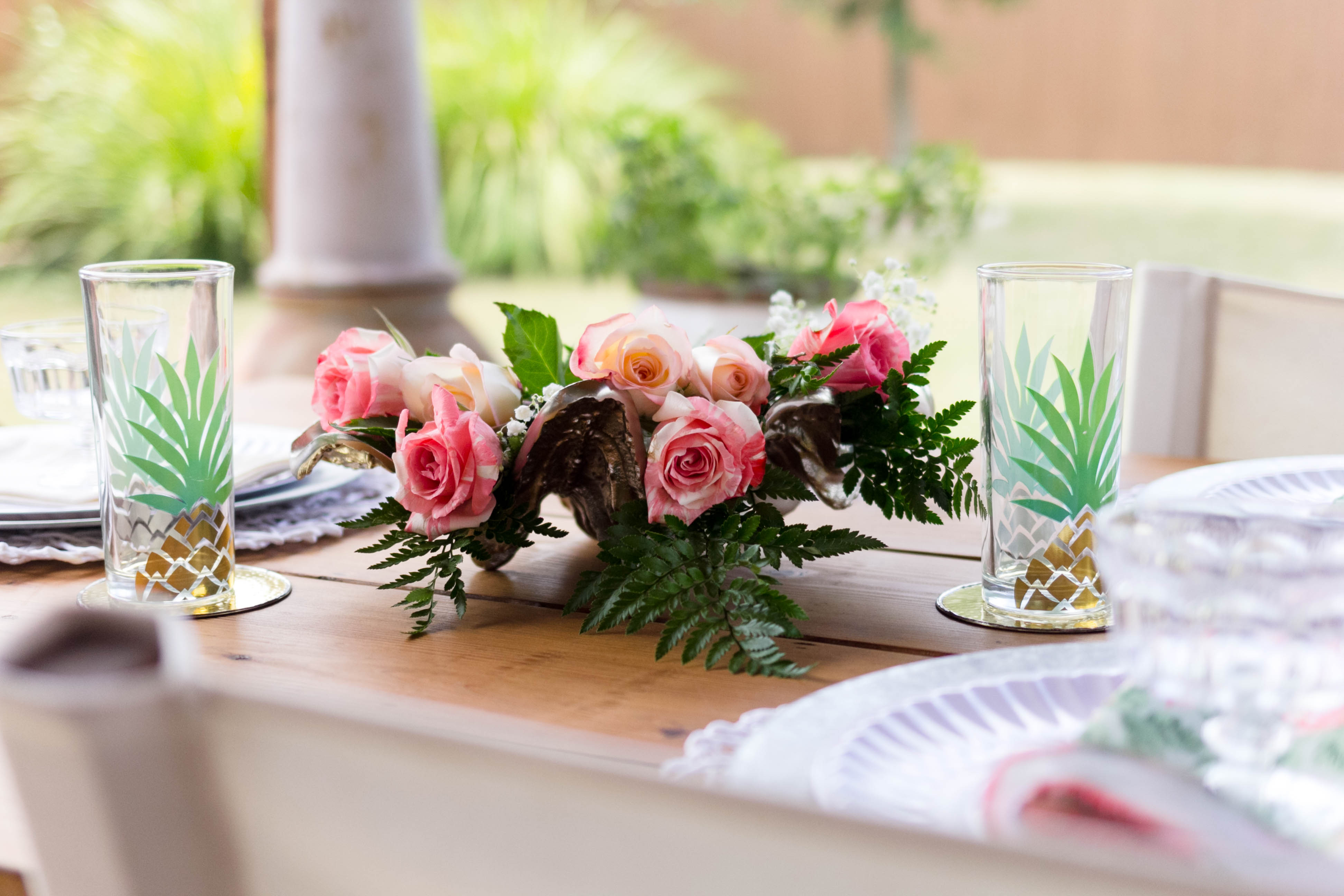 Roses Outdoor Floral Display Tablescape