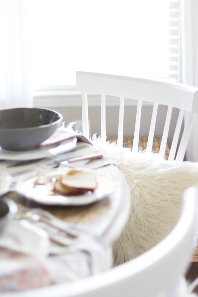 Faux Fur Pillow as Part of a Tablescape