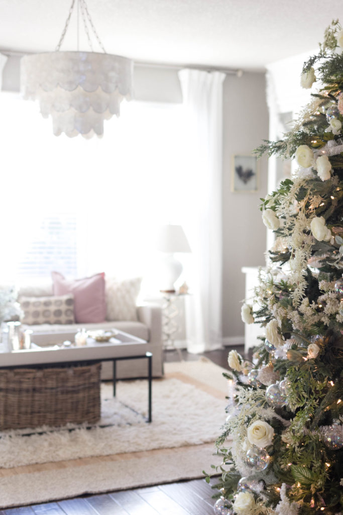 floral tree-bohemain-glam-christmas-home-tour-iris-nacole-living-room-tour