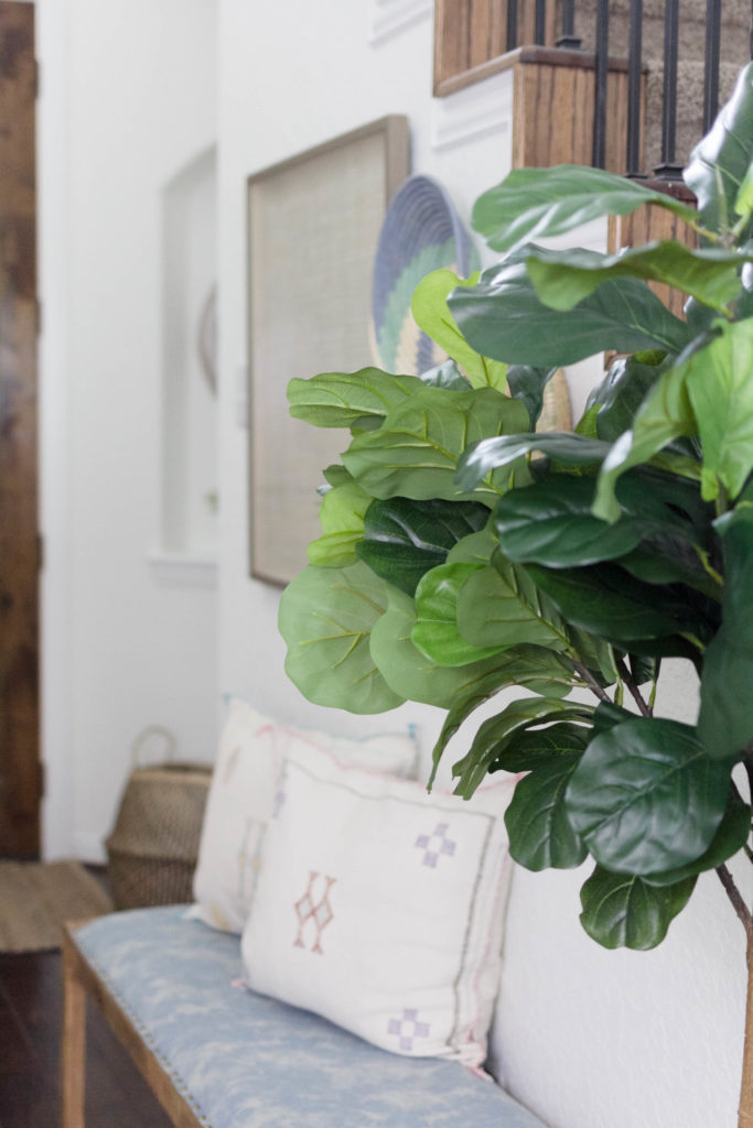 Faux Fiddle Leaf Fig Tree in Entryway by IrisNacole.com