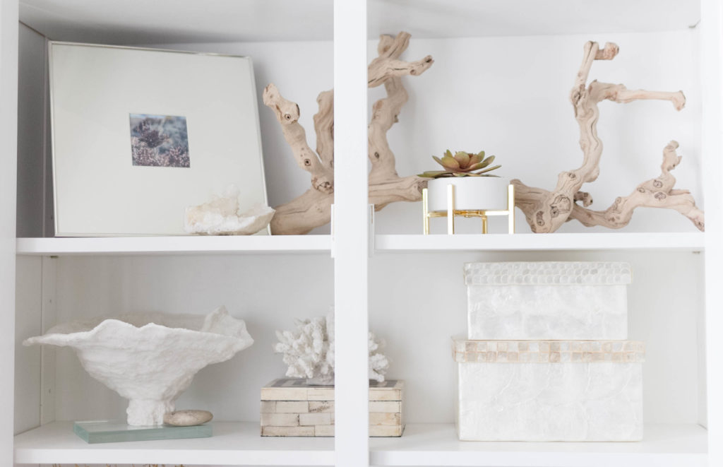 Coastal Bookcase Styling by Iris Nacole