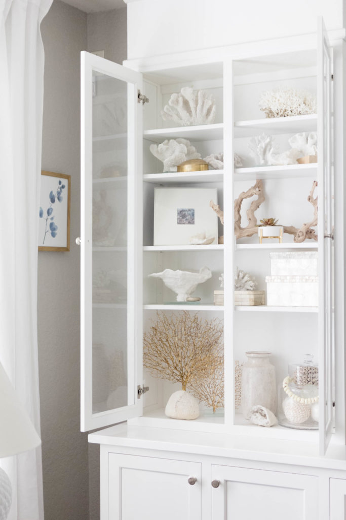 Elegant Coastal Bookcase Styling by Iris Nacole