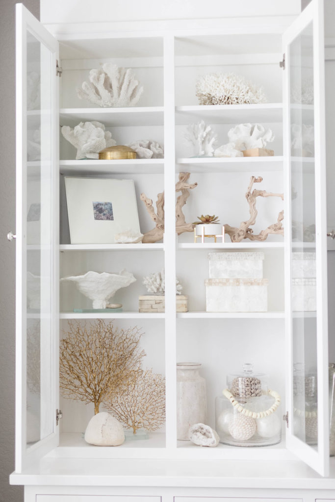 Elegant Coastal Bookcase Styling by Iris Nacole