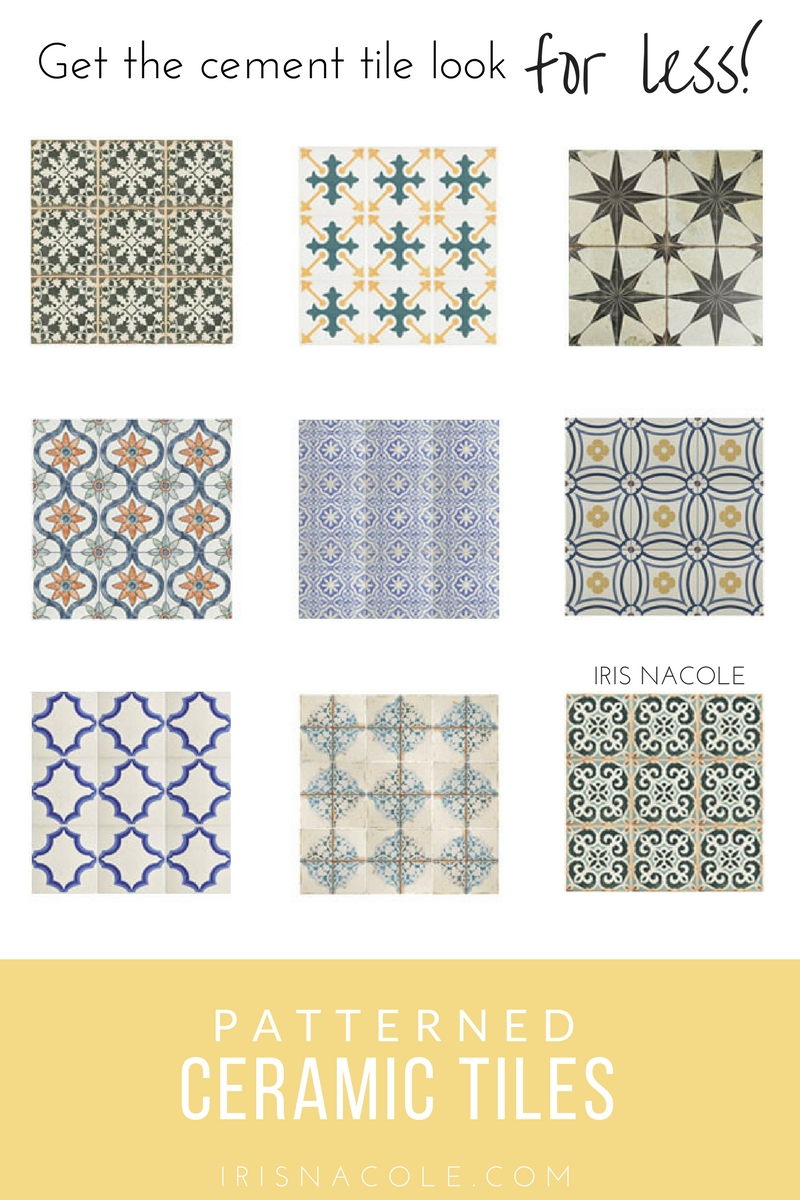 Patterned Ceramic Tile-Cement Tile Look for Less