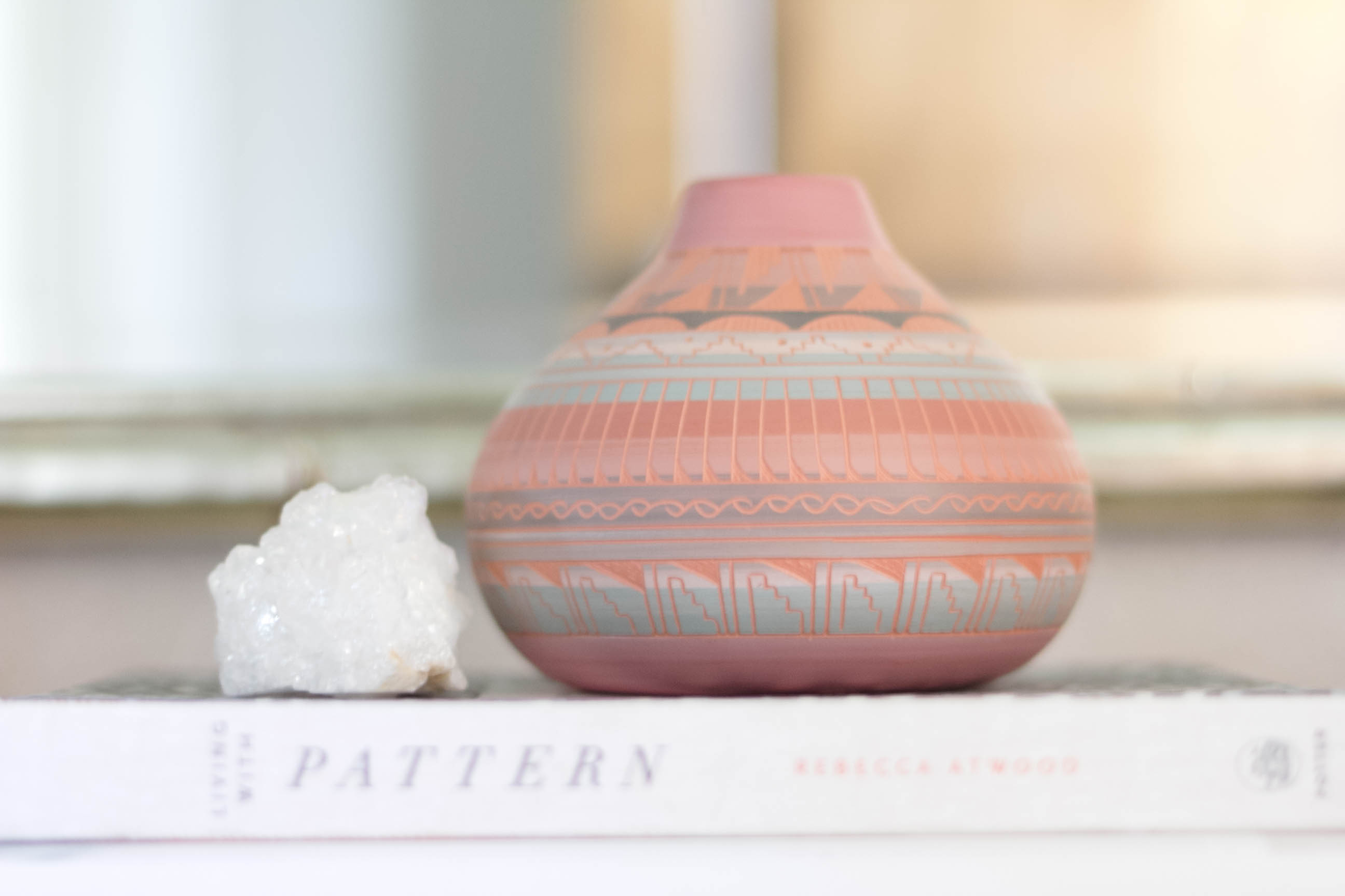 Summer Eclectic Southwestern Console Table Styling by Iris Nacole-Pottery