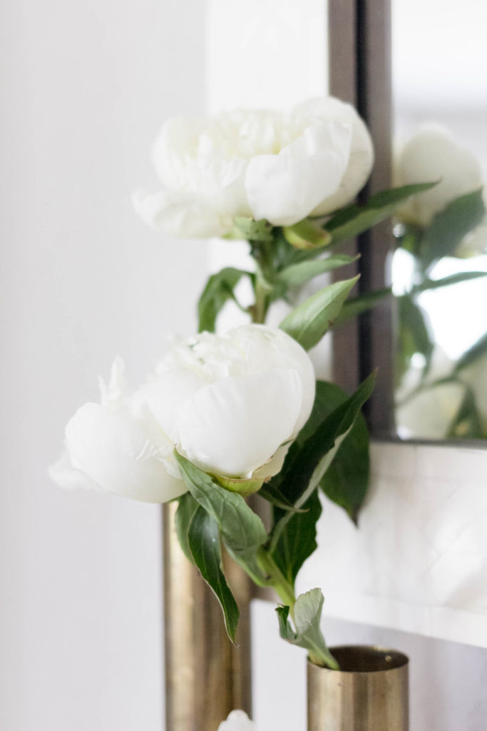 White Peonies Mantel Styling by Iris Nacole