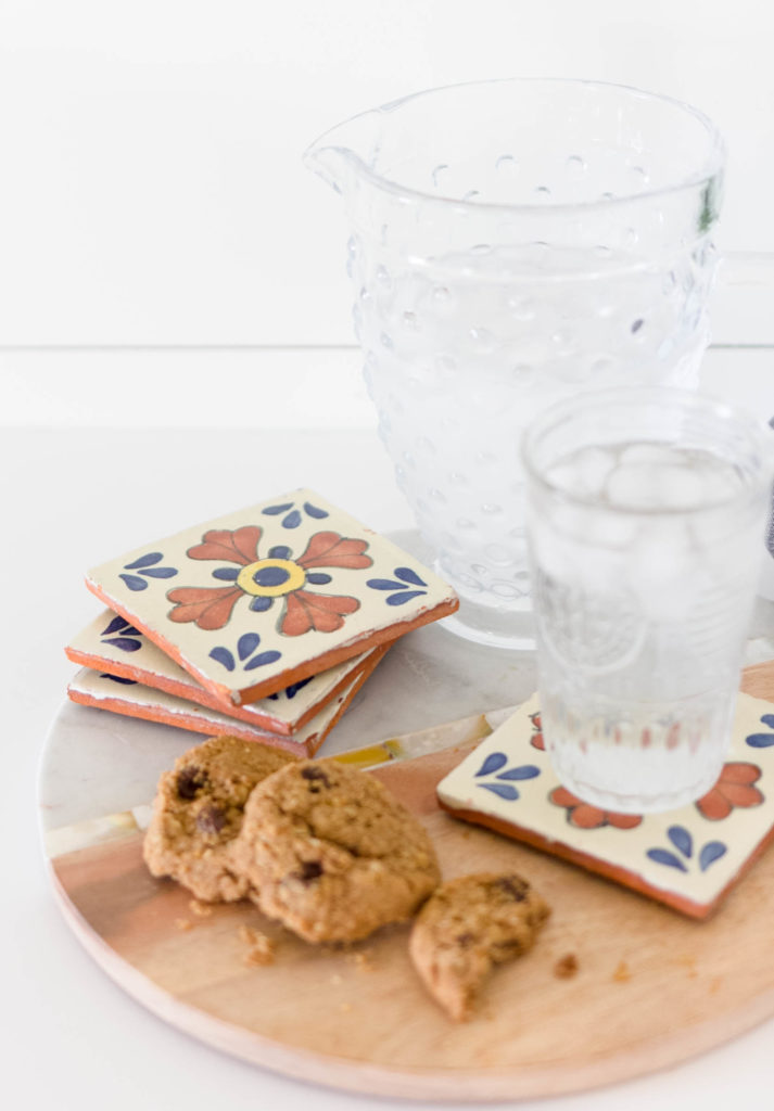 Incorporate Patterned Tile into your decor without replacing you current tile. Try this simple patterned tile coasters instead! Tutorial by IrisNacole.com