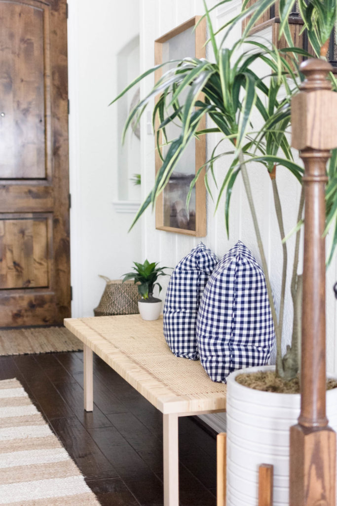 Coastal Farmhouse Entryway Bench Design by Iris Nacole