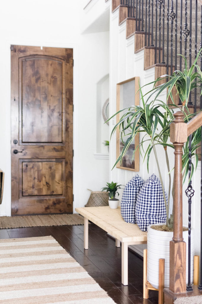 Coastal Farmhouse Entryway Bench Design by Iris Nacole