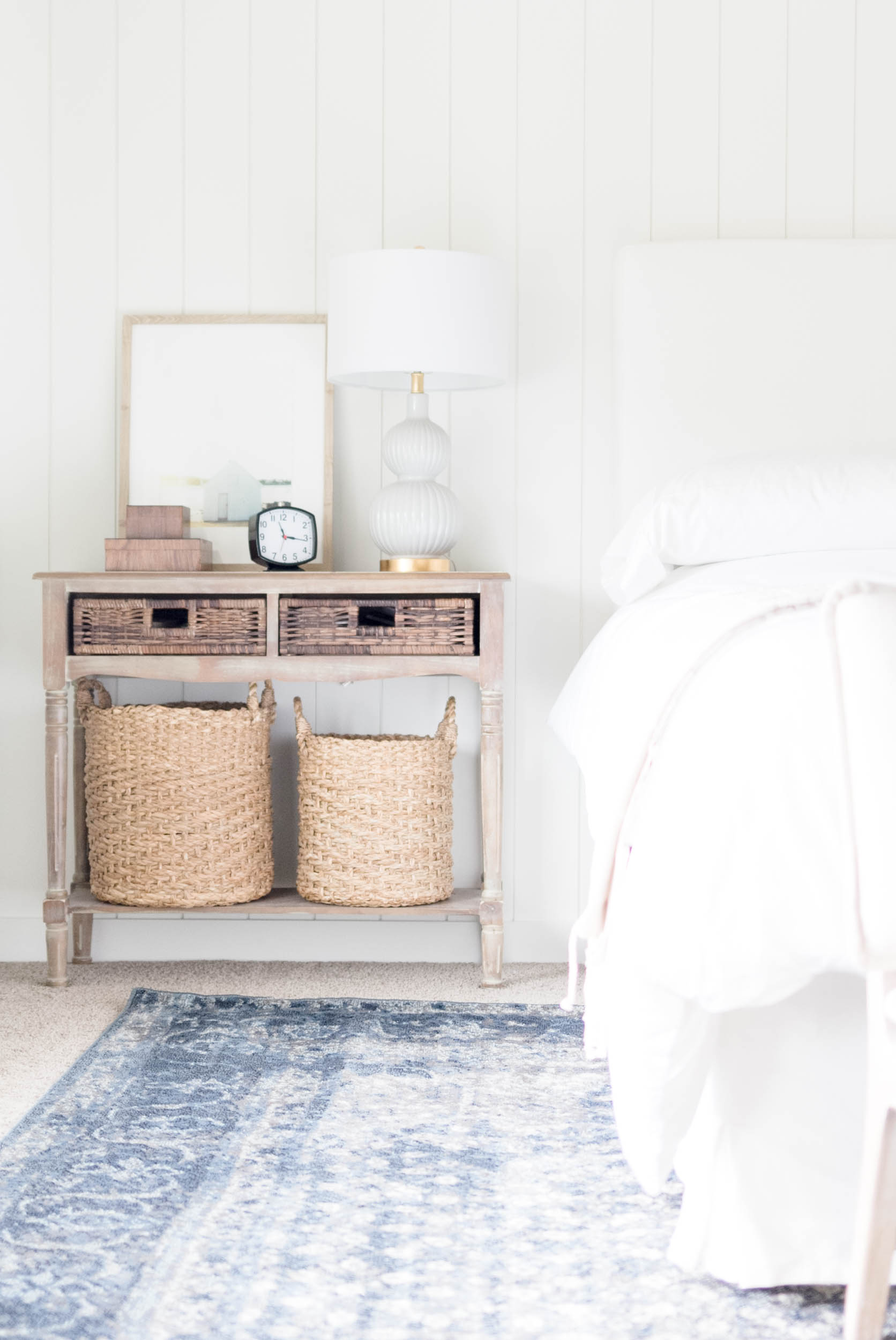 Bedroom Sidetable-Classic Meets California Casual Master Bedroom Makeover One Room Challenge by IrisNacole
