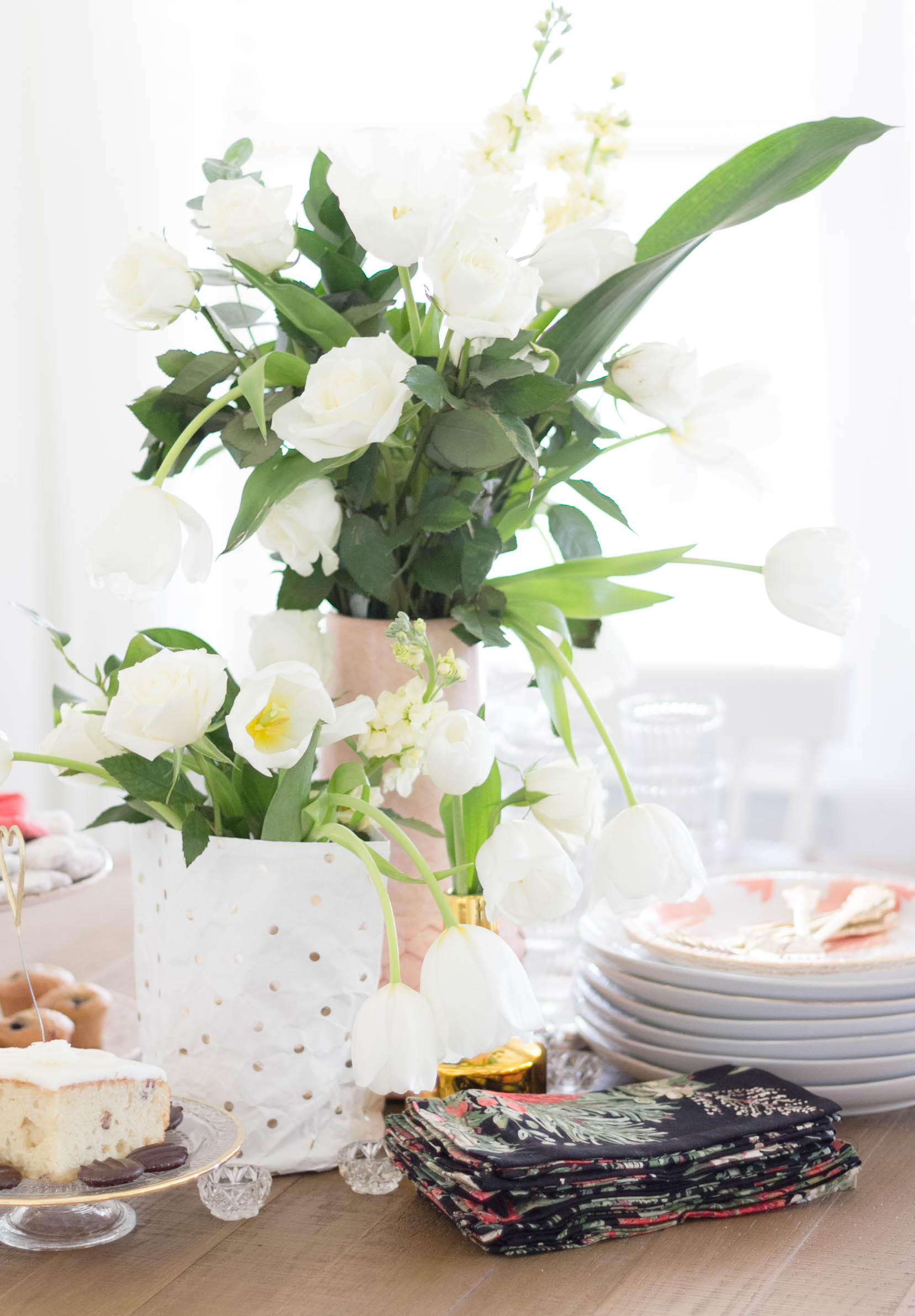 Entertaining: Valentine's Day Tablescape, Pink, White & Gold, Mixed Patterns (Budget Decorating) by Iris Nacole. 