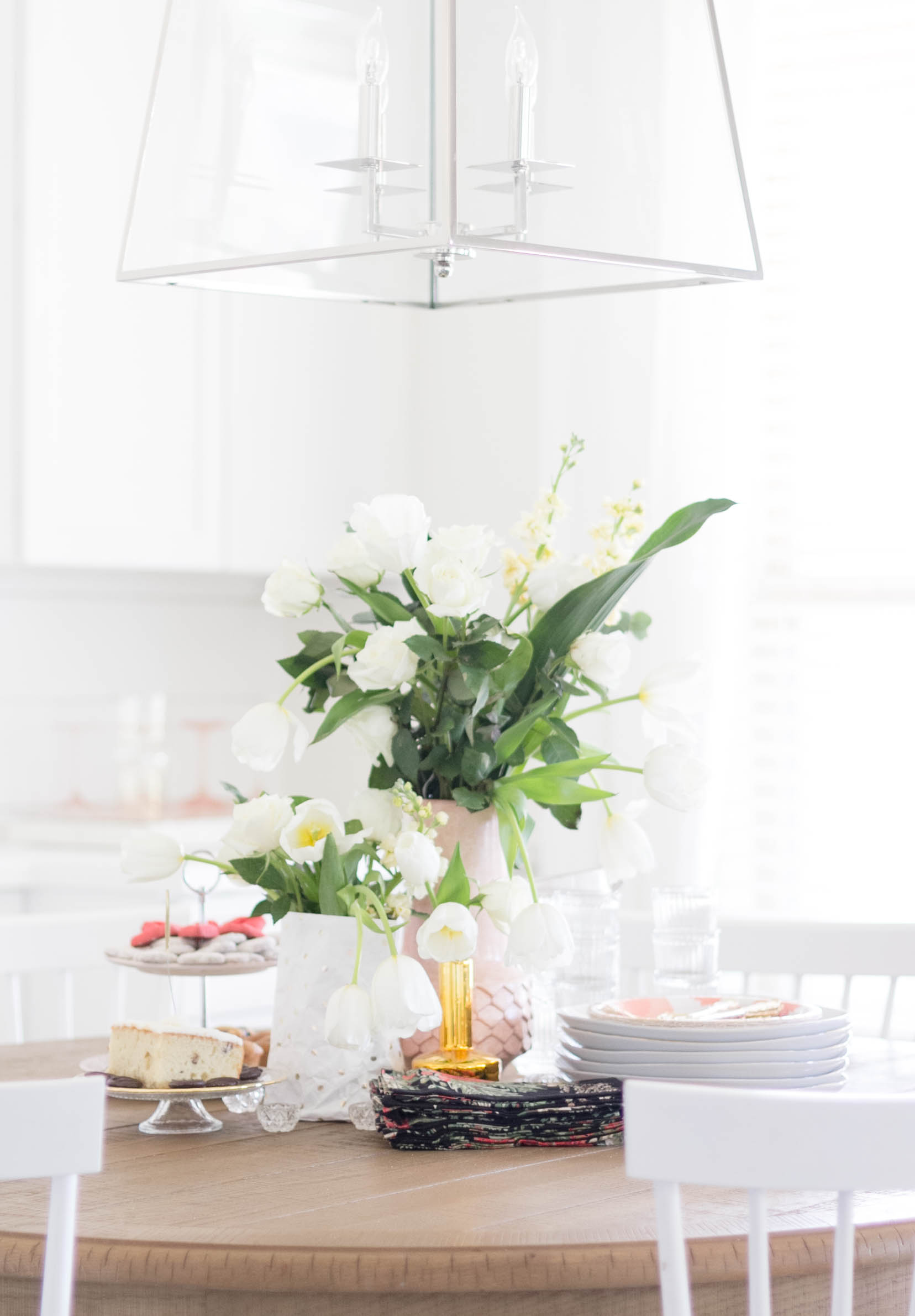 Entertaining: Valentine's Day Tablescape, Pink, White & Gold, Mixed Patterns (Budget Decorating) by Iris Nacole.