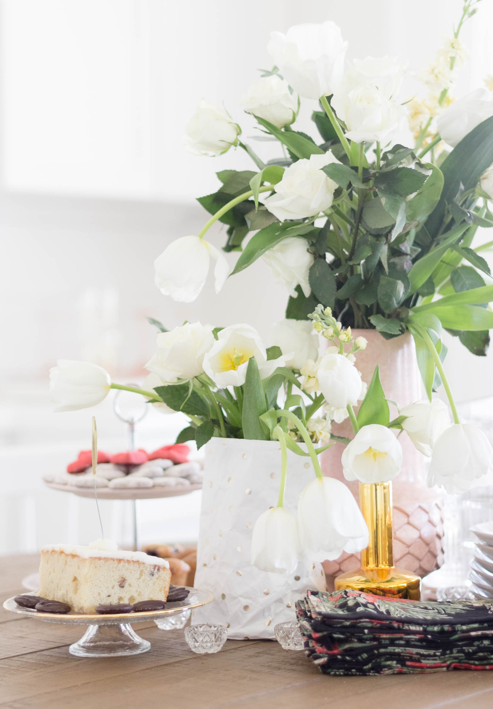 Entertaining: Valentine's Day Tablescape, Pink, White & Gold, Mixed Patterns (Budget Decorating) by Iris Nacole. 