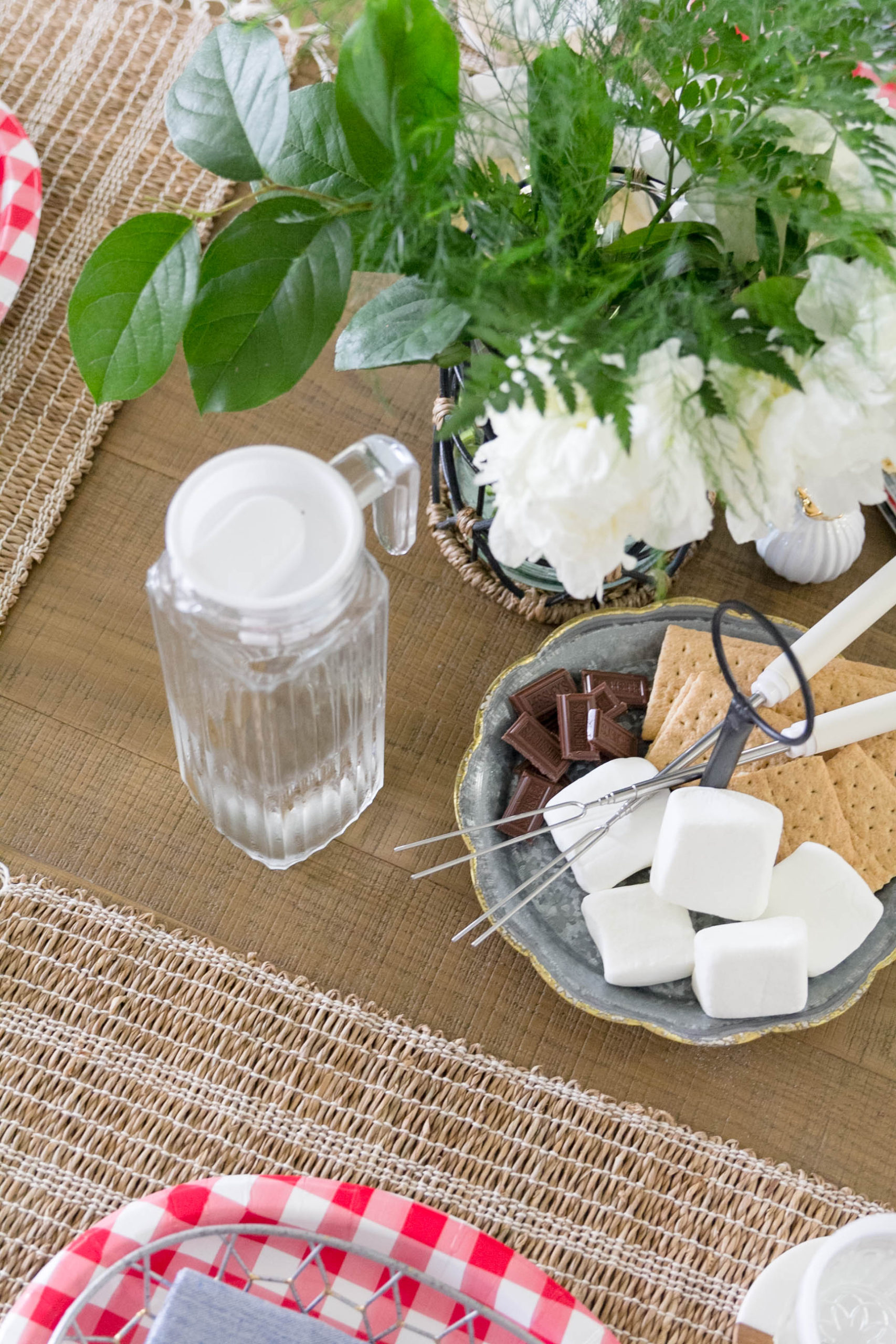 S'mores Kit, Red White and Blue Picnic Style Patriotic Tablescape Entertaining by Iris Nacole