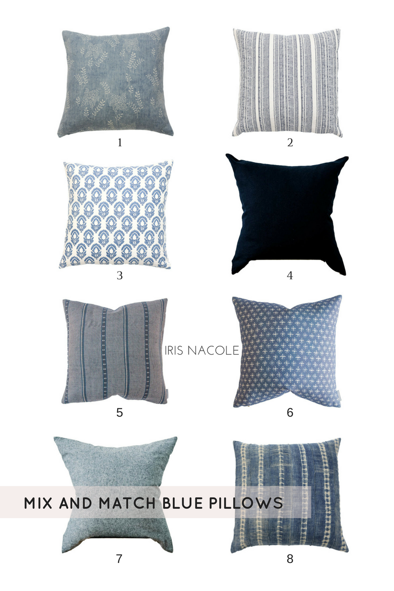 Mix and Match Blue Pillows-IrisNacole.com