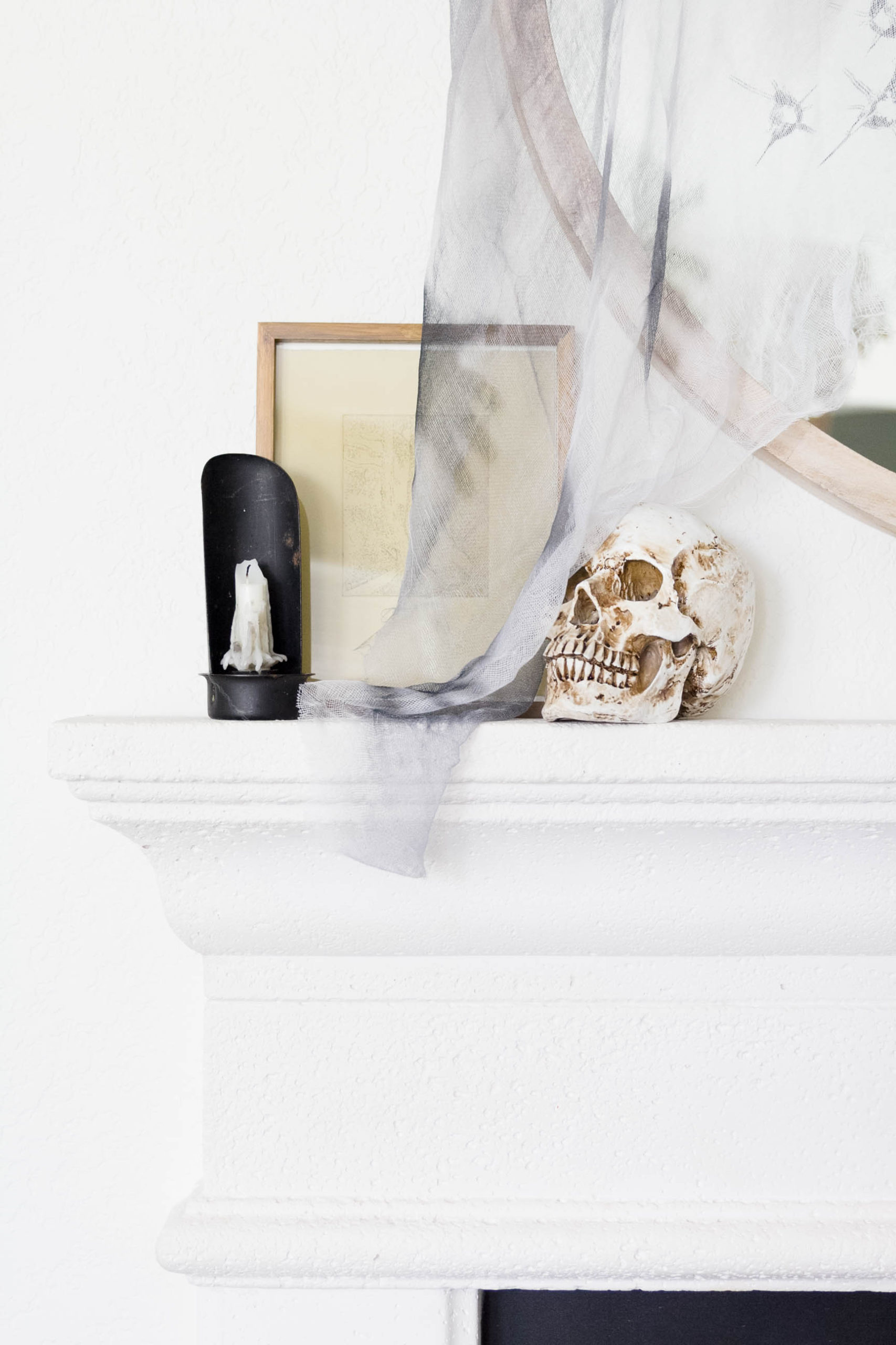 Simple Halloween Decorations for the Home-Skull and Candle Holder