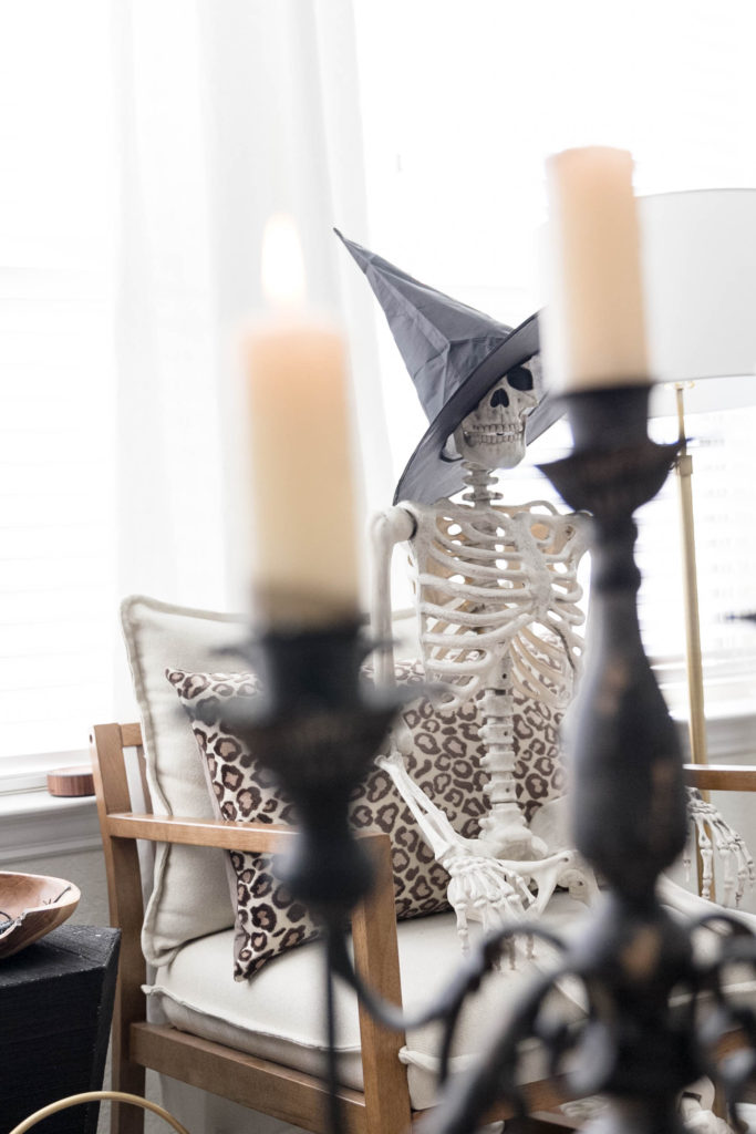 Simple Decorating, Halloween Decor, Skeleton in the Living Room by Iris Nacole