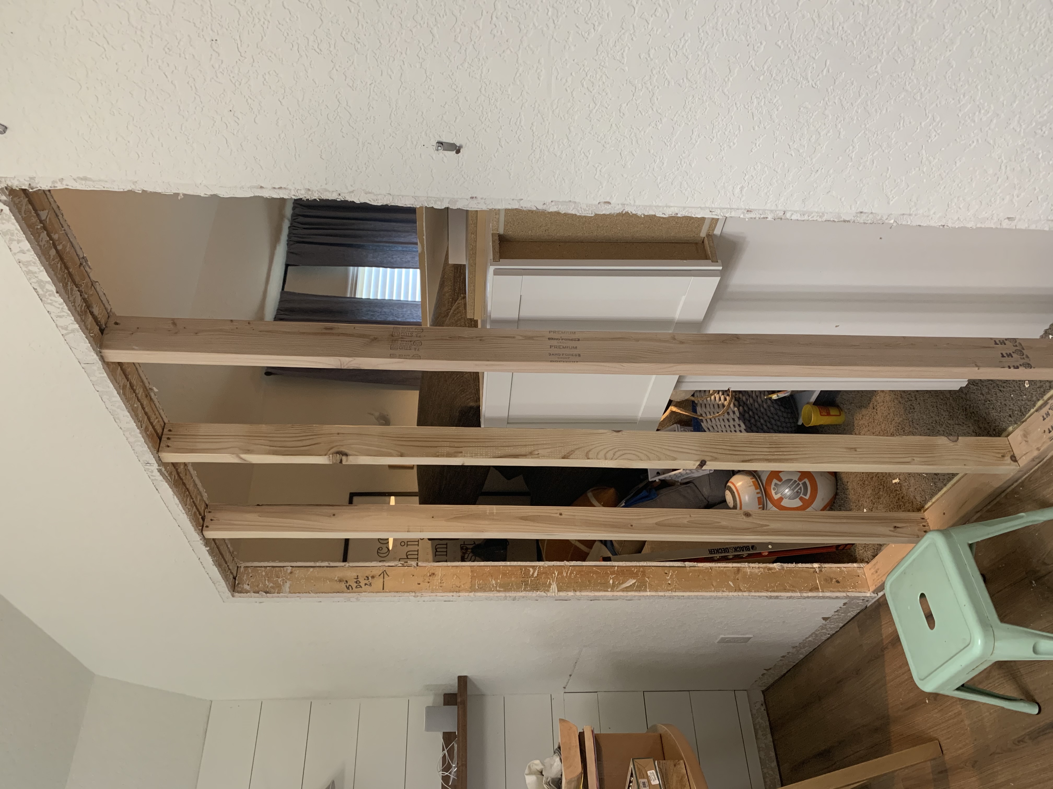 framing in an opening on a wall