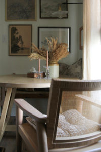 Game Table Decor-Vintage Glass Candlesticks and Crock